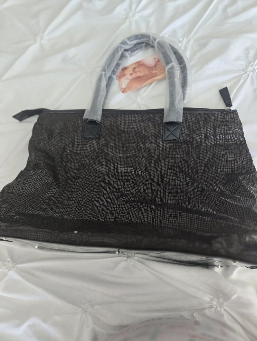 Jessica Simpson, Everyday Black Textured Tote with Dual Handles